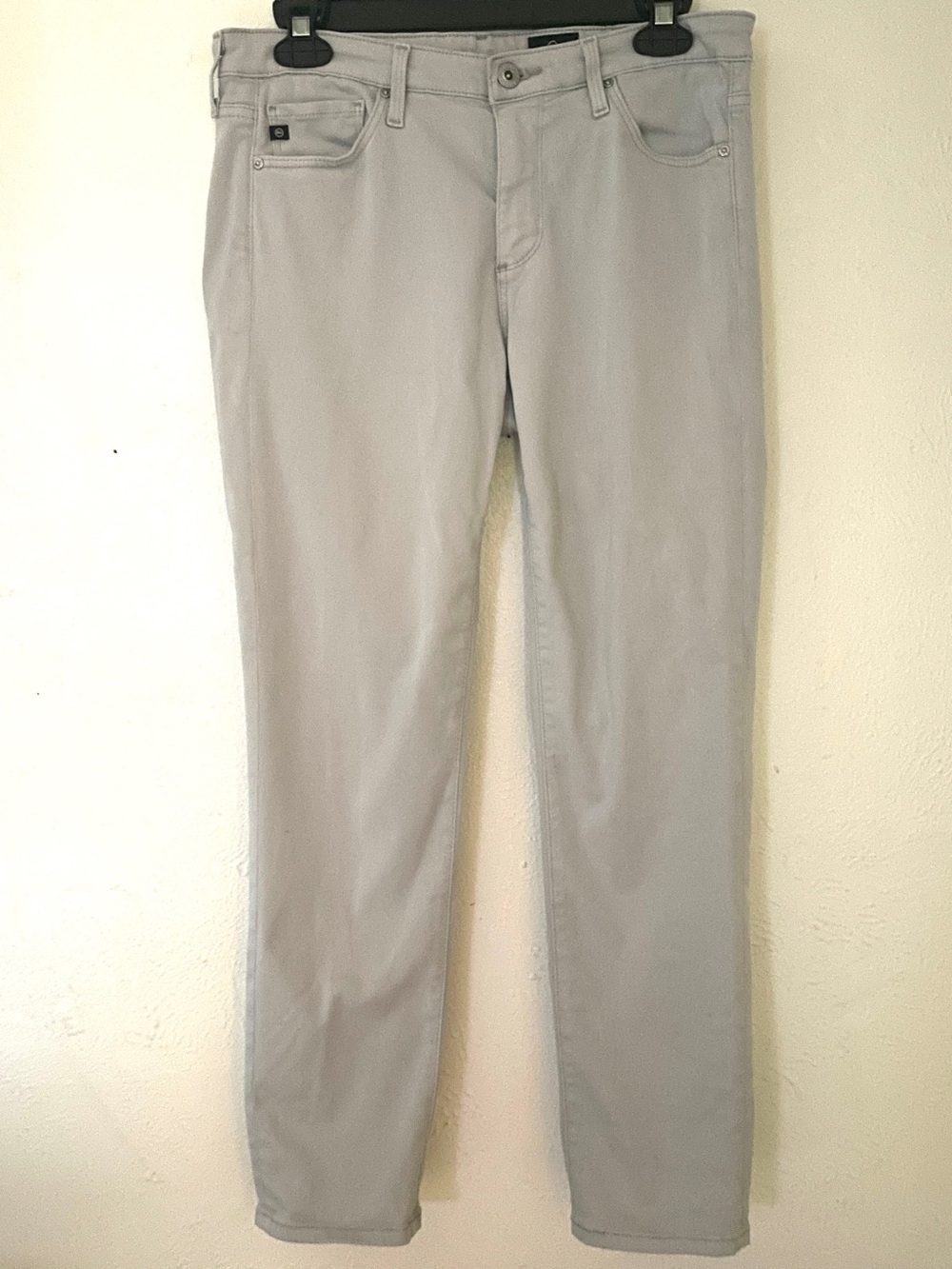 AG Prima Crop Cigarette Jeans 28R Light Gray Stone Subtle Sheen